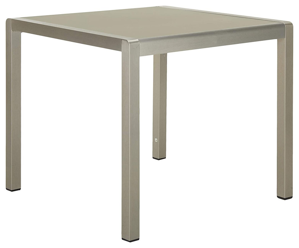 Contemporary Patio Dining Table, Anodized Aluminum Frame With Tempered Glass Top Contemporary
