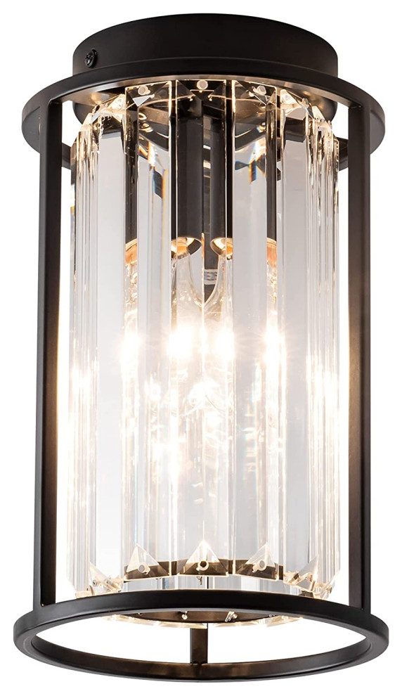 Black Close To Ceiling Light Fixtures Crystal Ceiling Lamp Transitional Flushmount Ceiling