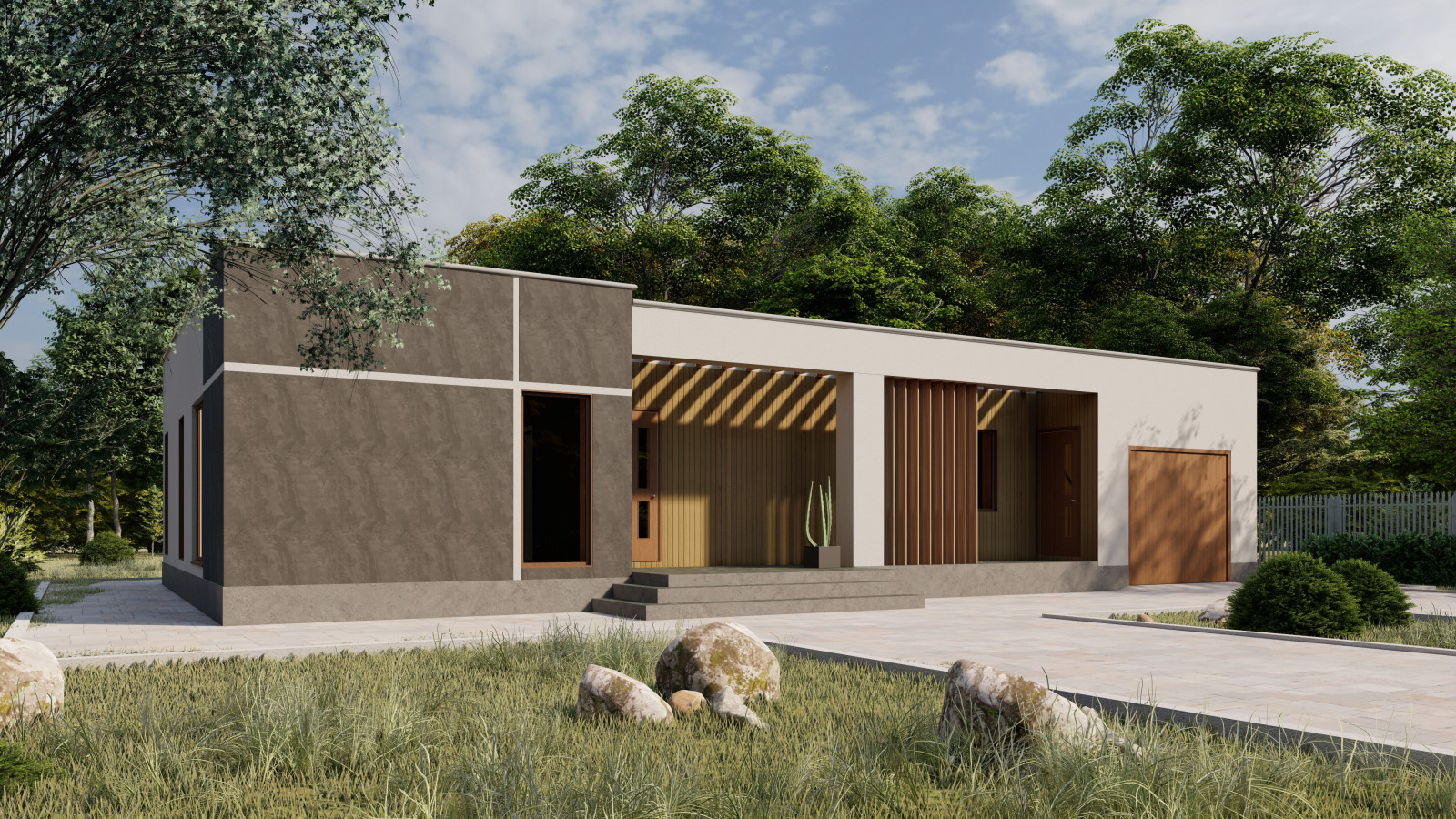 Проект дома №147 с плоской кровлей площадью 220 м2