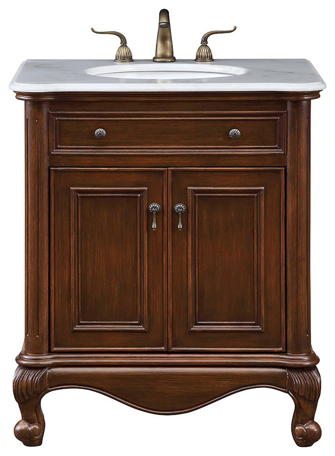 Luxe 30" Single Bathroom Vanity Set, Teak Traditional Bathroom
