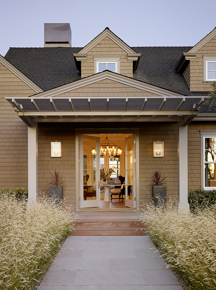 Design ideas for a transitional front door in San Francisco with a double front door.