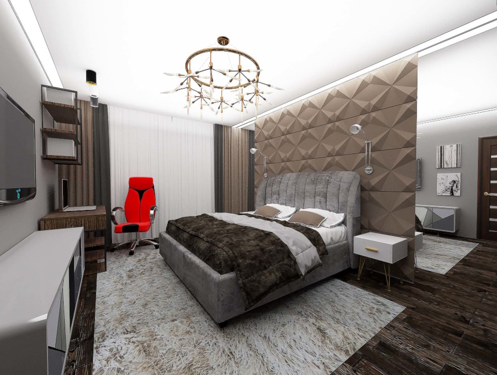 Стильная спальня с 3Д панелями
