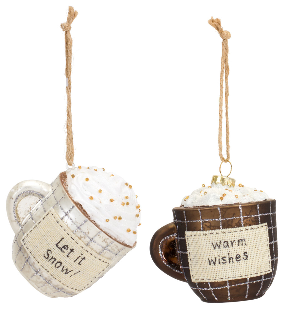 Mug Ornament, 2Piece Set Traditional Christmas Ornaments by