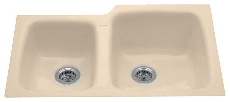 High-Low Double Bowl - Easy install No Hole Undermount