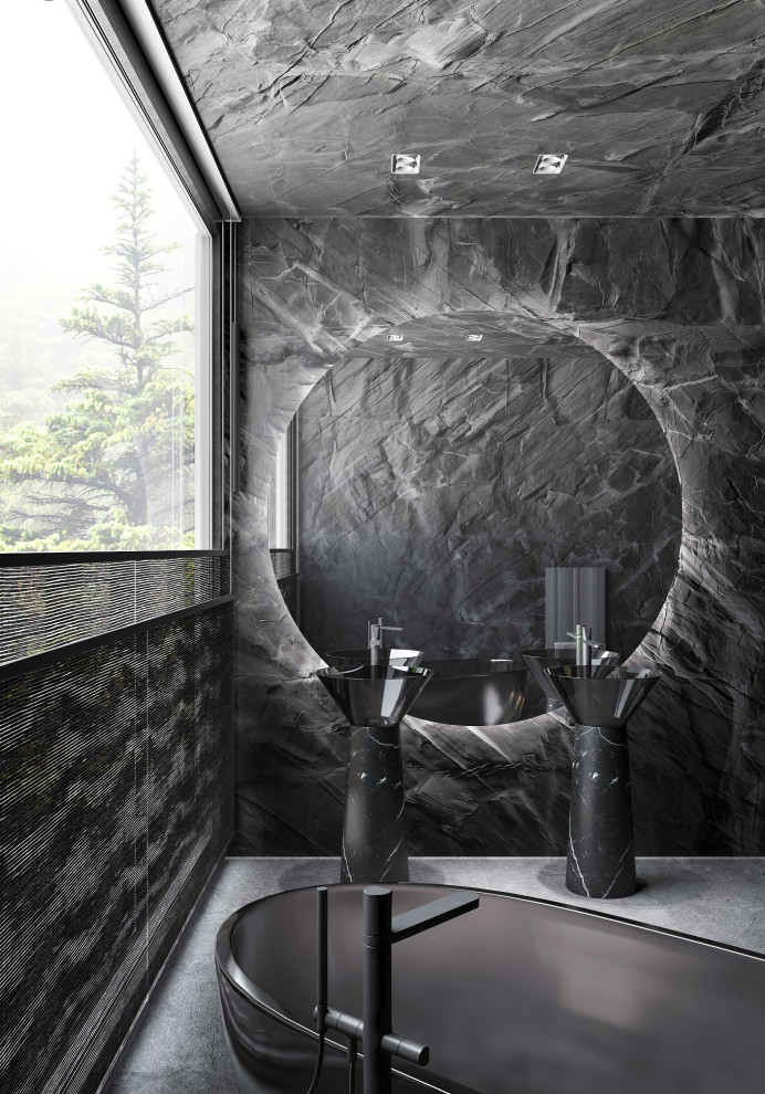 Ванная в черном цвете