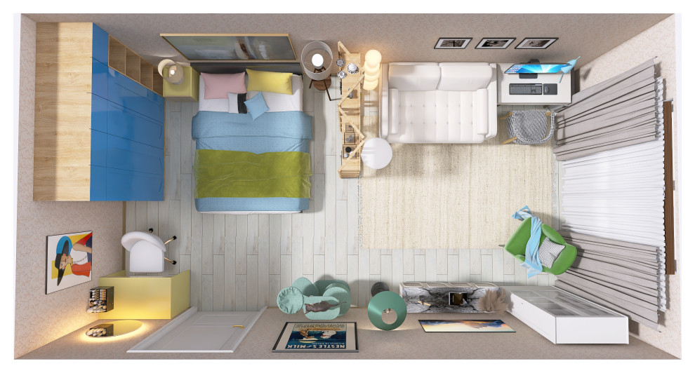 Комплектация комнаты в однокомнатной квартире