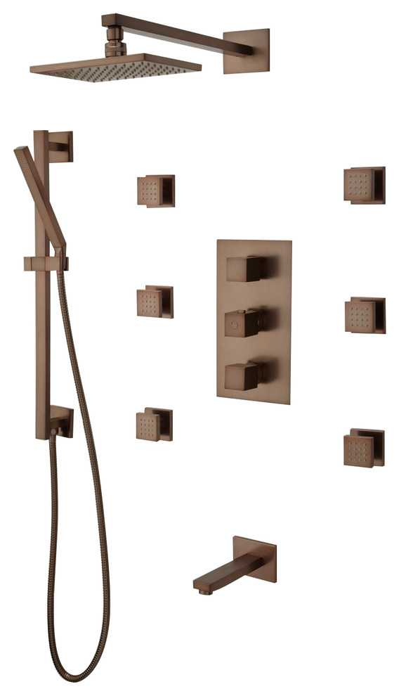 Lunen Oil Rubbed Bronze Shower Set Contemporary Tub And Shower