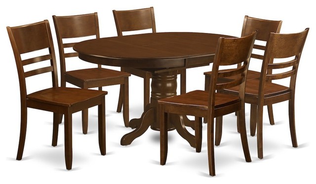 7-Piece Kenley Dining Table With a 18" Leaf and 6 Hard Wood Kitchen ...