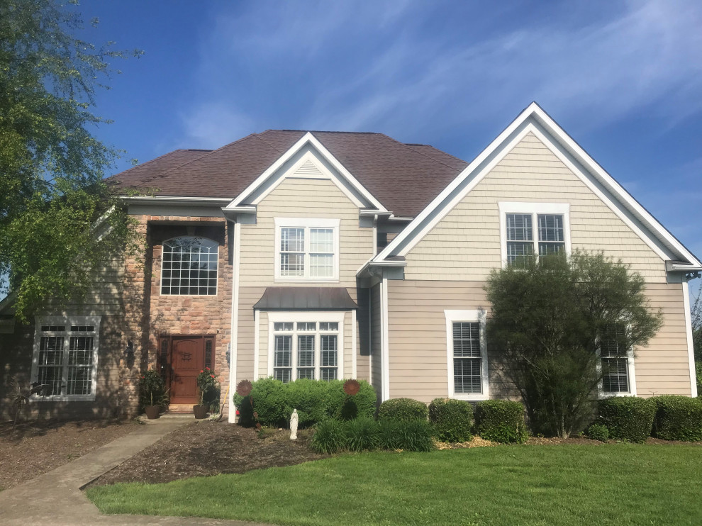 Exterior Stone Work, New Deck Roof, Stained Pine Deck Ceiling, New Deck