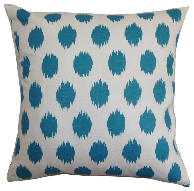 The Pillow Collection Rennice Ikat Dots Bedding Sham Grasshopper Blue Natural Queen//20 x 30