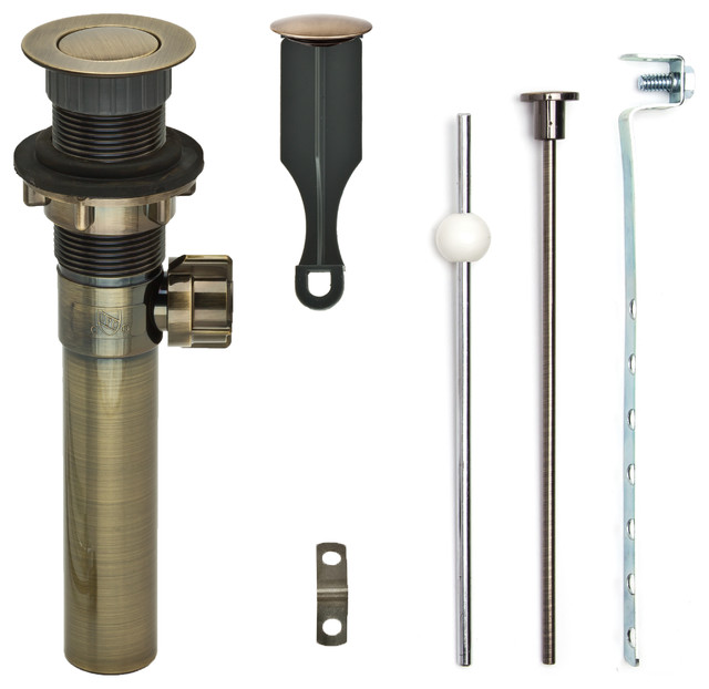 Pop Up Drain Matching No Overflow Bathroom Sink And Faucet Parts By Pf Waterworks Houzz - Bathroom Sink Drain Pipe Brass
