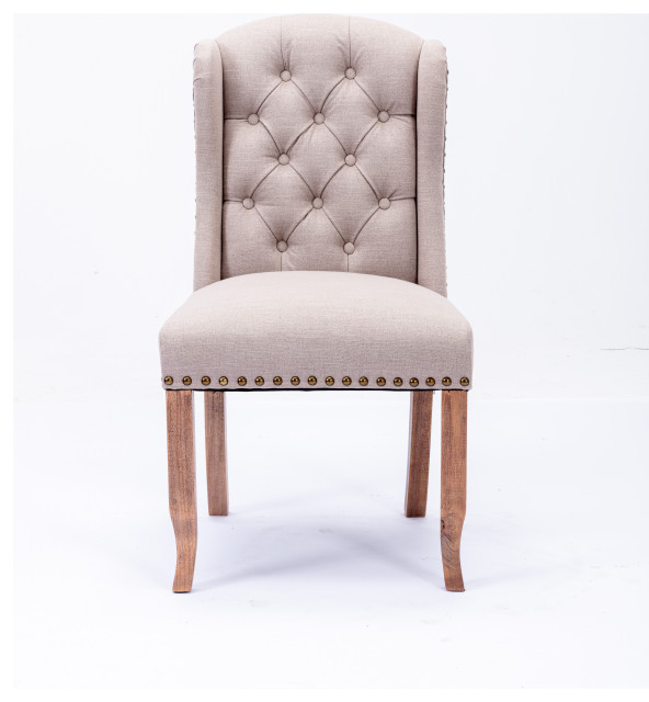 Gewnee Wing Back Dining Chairs Set of 2,Cream Midcentury Living