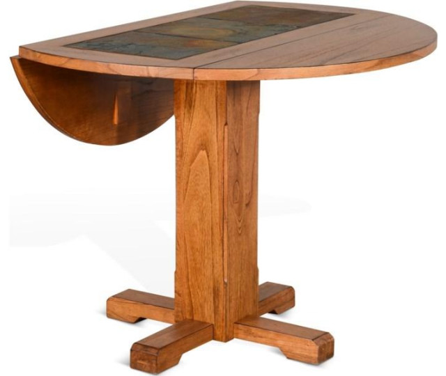 40" Small Round Rustic Farmhouse Drop Leaf Dining Table - Transitional - Dining Tables - by ...