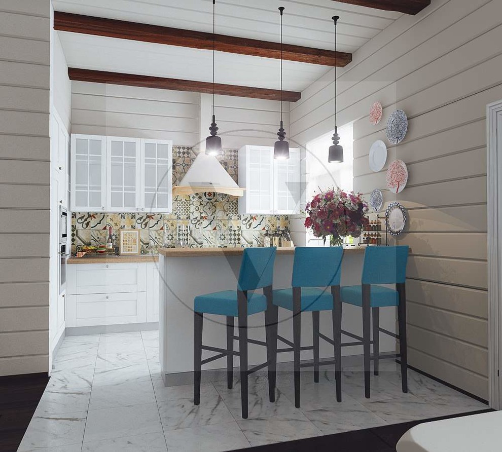 Вид на барную стойку и кухню