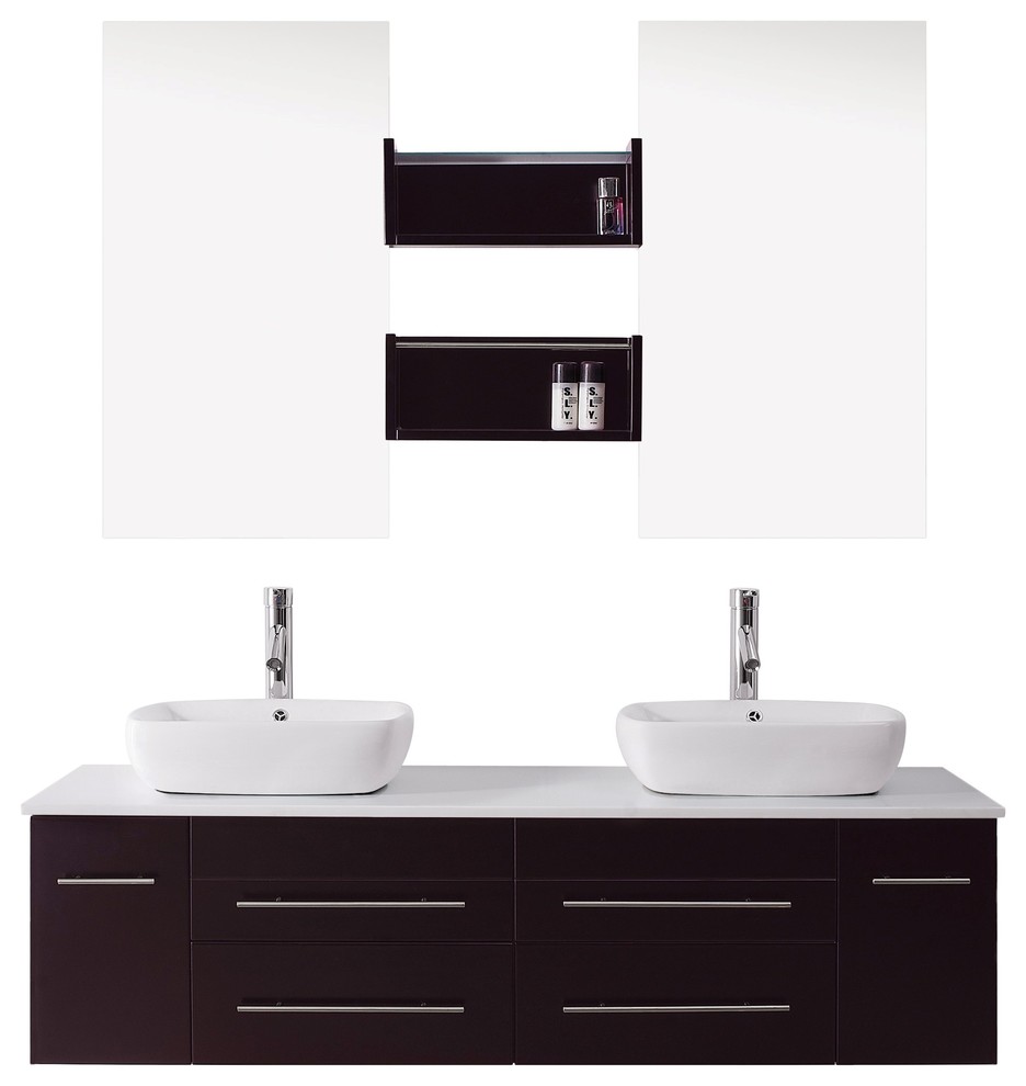 Augustine 59" Double Bathroom Vanity Set, Espresso Modern Bathroom