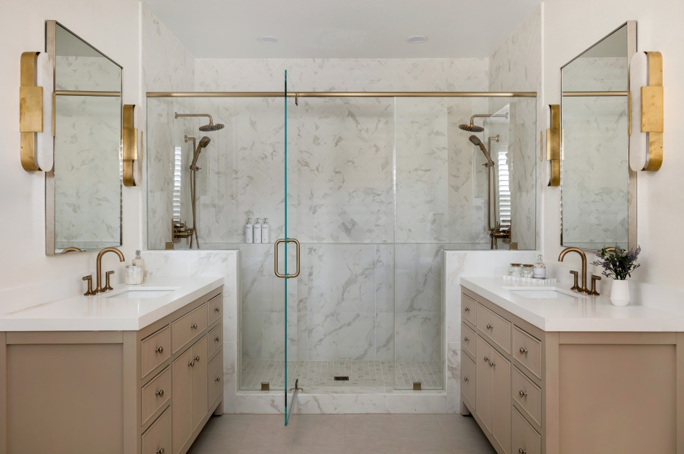 Large transitional bathroom photo in Orange County