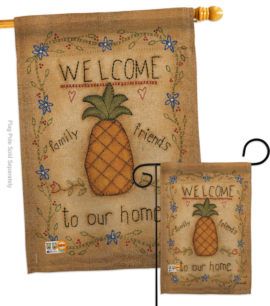 Sweet Pineapple Inspirational Sweet Home Flags Set, 28" X 40" X
