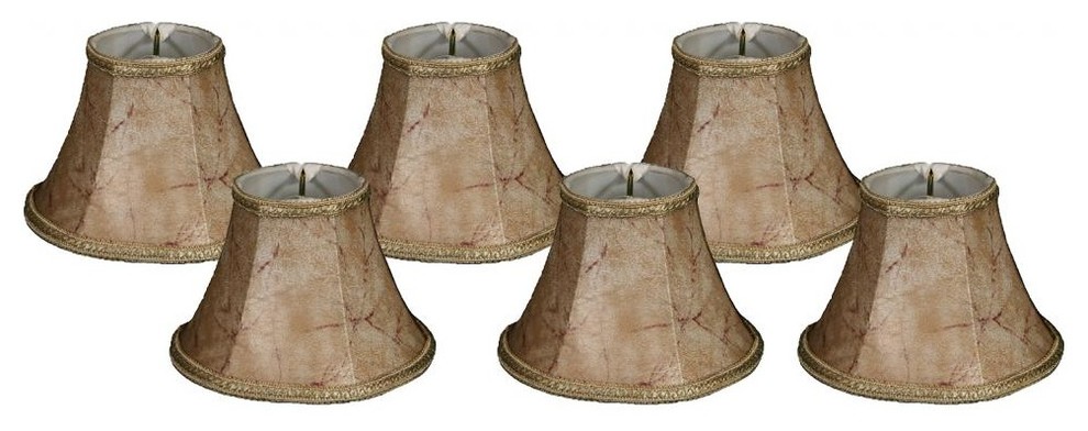 Decorative Trim Bell Chandelier Lampshade (6 Pack), Faux Rawhide