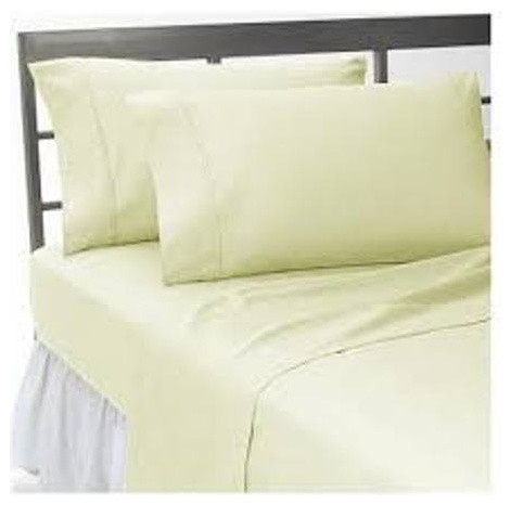 300TC 100% Egyptian Cotton Solid Ivory Expanded Queen Size Flat Sheet