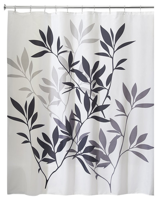 Interdesign Leaves Shower Curtain Black Gray And Interdesign Leaves Shower Curtain Black Gray And Liner