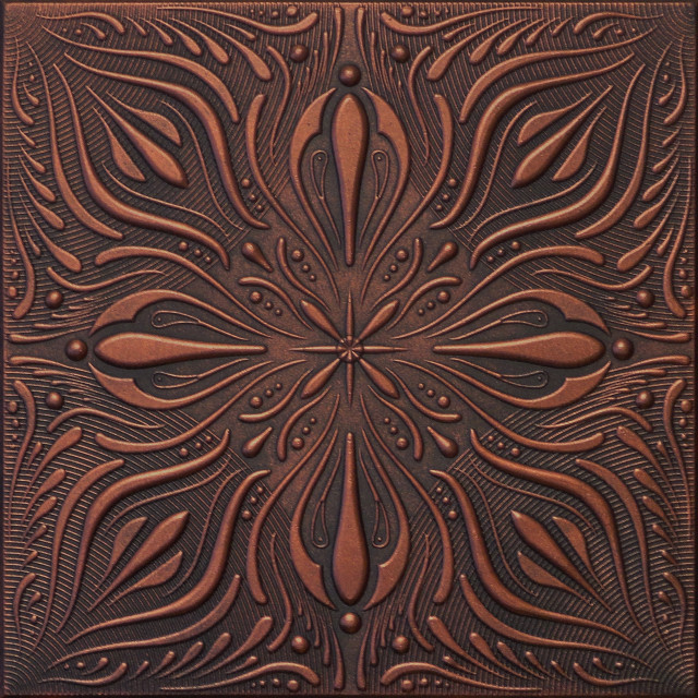 20"x20" R9 Styrofoam Ceiling Tile, Black Copper