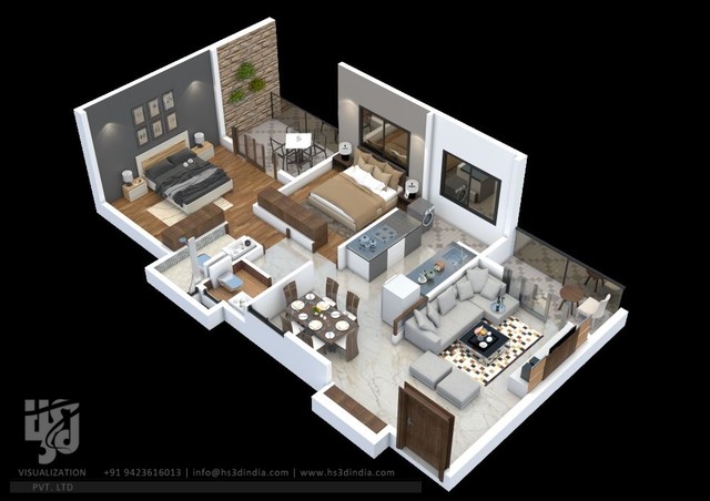 3D Floor Plan Modelling | Rendering | Architectural visualization modern-section