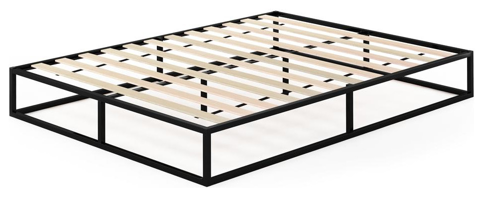 Furinno Angeland Monaco Metal Bed Frame, Cannet Queen Metal Platform Bed Frame With Wooden Slats