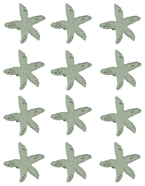 Distressed White Cast Iron Starfish Drawer Pull Set of 12 ...