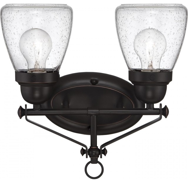 Laurel 2 Light Vanity Fixture With Clear Seeded Glass Traditional Laurel 2 Light Vanity Fixture With Clear Seeded Glass