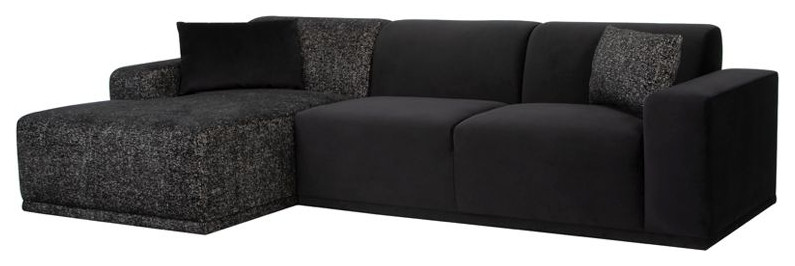 Nuevo Furniture Leo Left Arm Chaise Sectional Sofa in Black