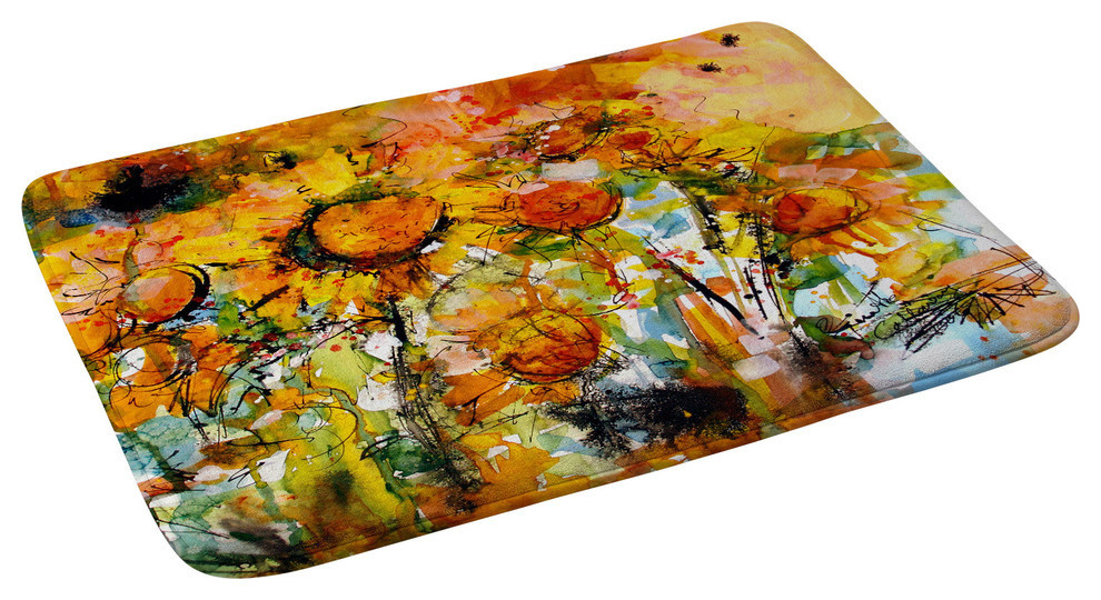 Ginette Fine Art Abstract Sunflowers Memory Foam Bath Mat