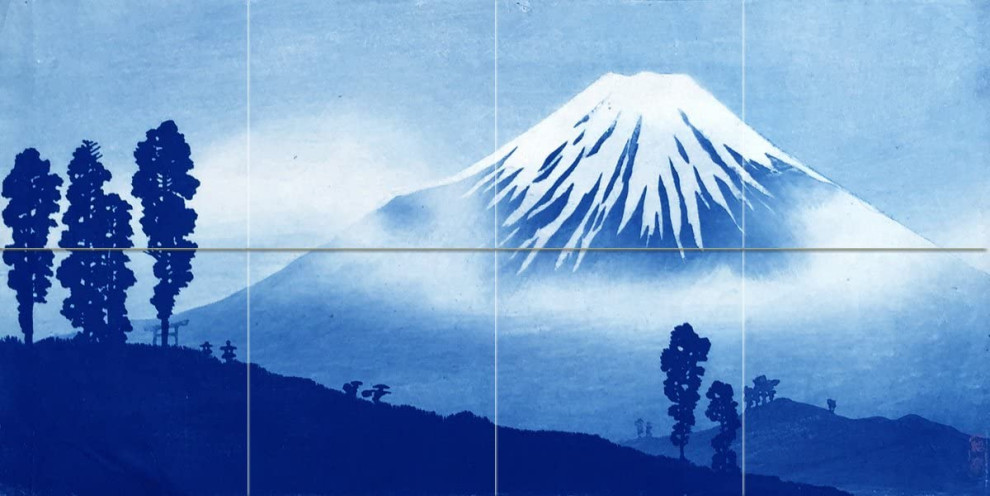 Tile Mural Japan is Mount Fuji landscahts Backsplash 6" Marble