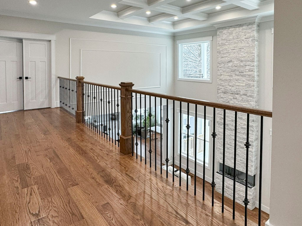 117_Distinct Oak Staircase with Iron Balusters & Oak Rail Profile, Chantilly VA