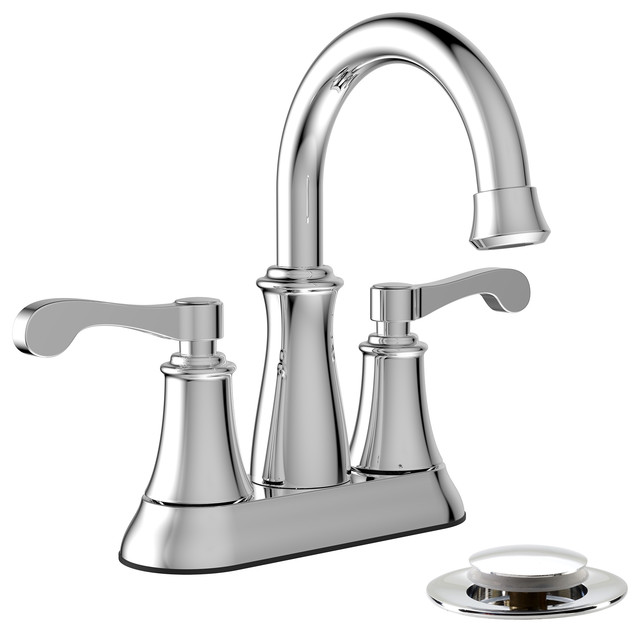 Belanger RUS74 Dual Handle Bathroom Faucet with Pop-Up Drain, Polished Chrome
