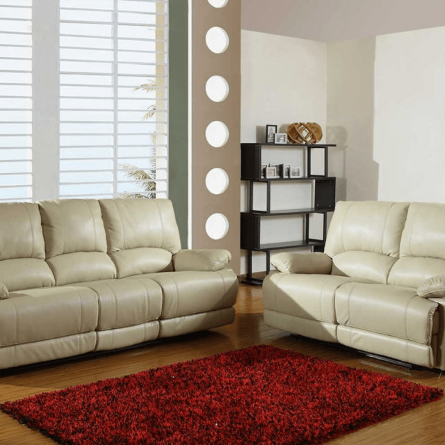 76'" X 40'" X 41'" Modern Beige Leather Sofa And Loveseat Contemporary Living Room Furniture