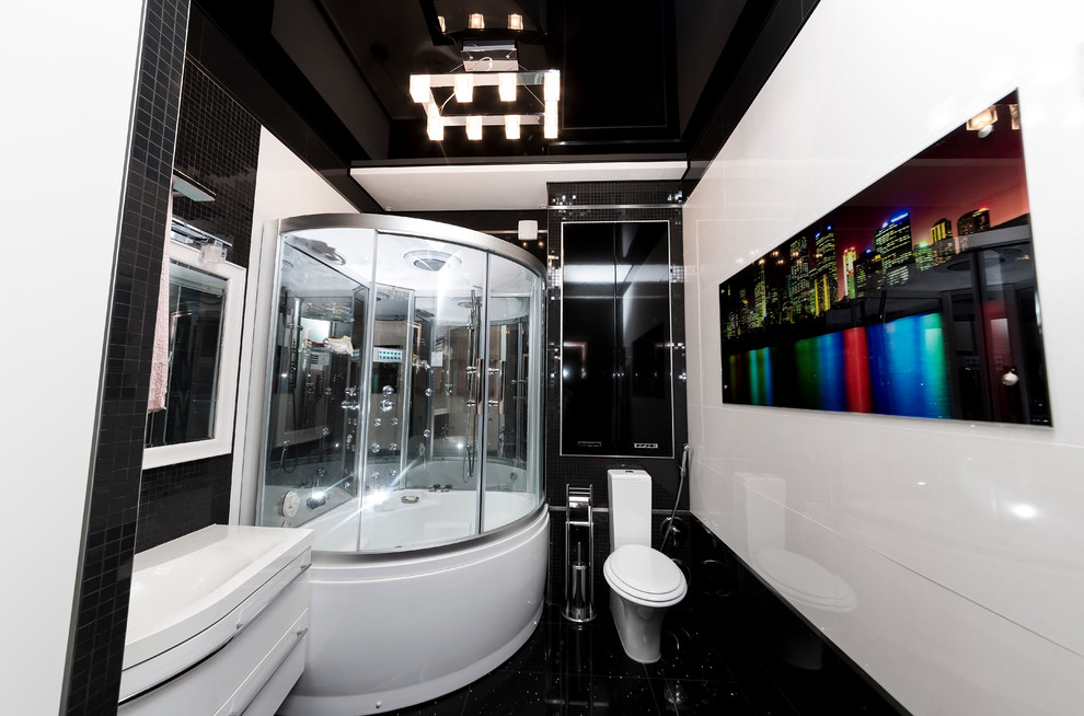 2-х комнатная квартира в черно-белых тонах с акцентами красного