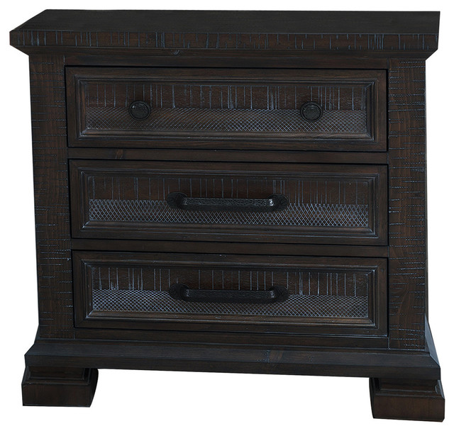 Kate 3 Drawer Dark Gray Rustic Nightstand Traditional Nightstands And Bedside Tables By Furniture Import Export Inc