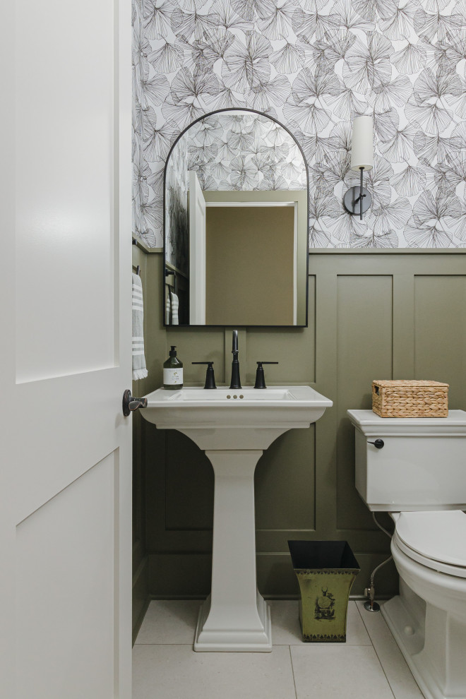 Example of a transitional powder room design in Ottawa