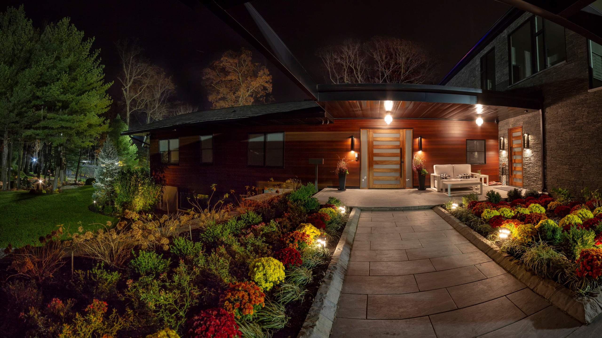 Backyard patio and lighting