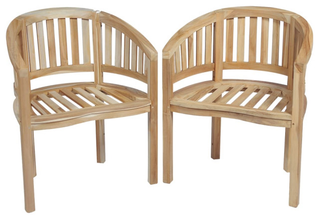 vidaXL Teak Banana Chairs, Set of 2