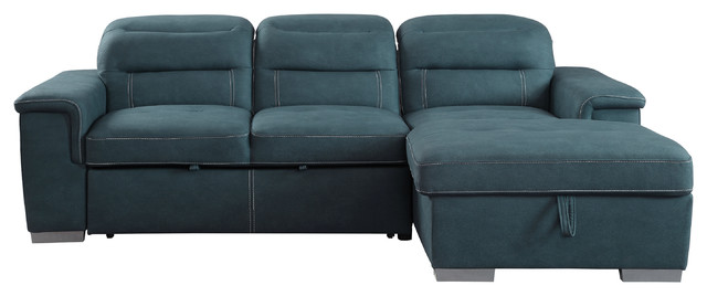 Brooks 2 Piece Set Sectional Sofa With Pull Out Bed And Storage 2