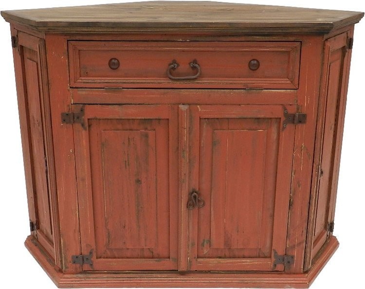 Rustic Antique Red Corner TV Stand Farmhouse Entertainment Centers