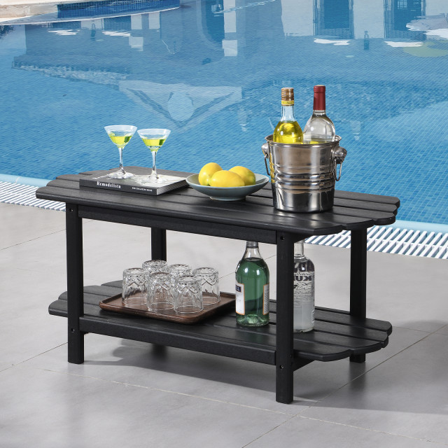 2 Tier Patio Table, Adirondack Outdoor Coffee Table for Backyard Pool