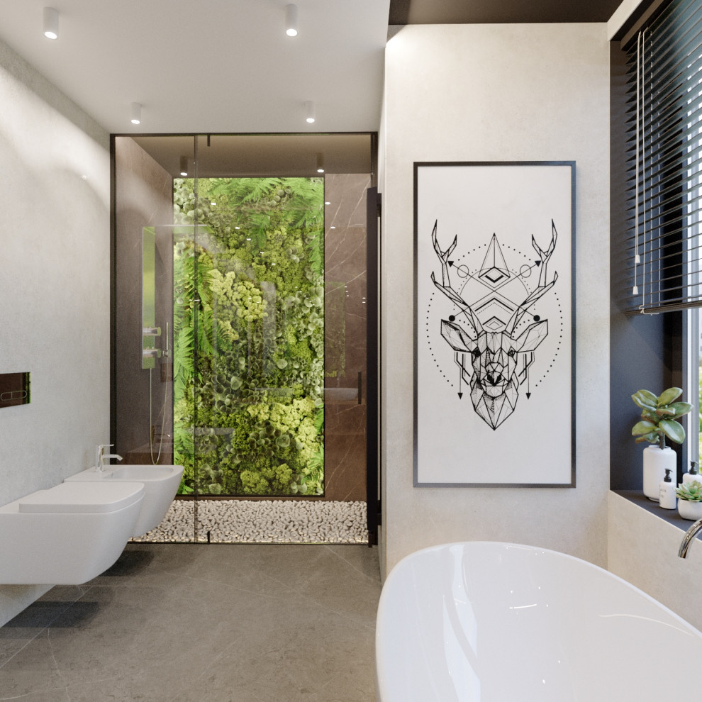 Дизайн интерьера ванной комнаты в скандинавском стиле с элементами eco