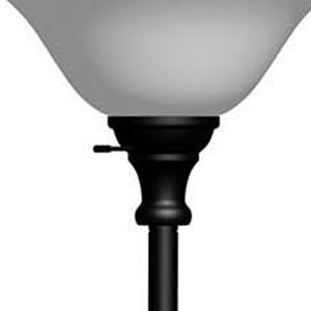 71" Black Torchiere Floor Lamp With Black Frosted Glass Dome Shade ...