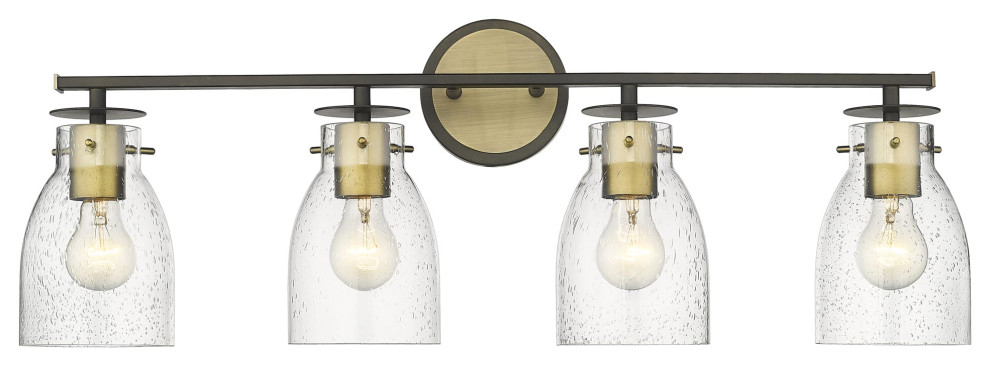 Shelby 4-Light Bathroom Vanity Light in Oil Rubbed Bronze and Antique Brass