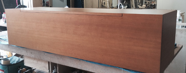 Custom cherry wood wall mounted buffet /sideboard (After Completion)