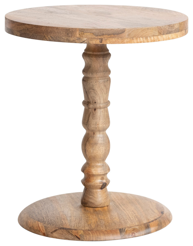 Hand Carved Sculptural Wood Side Table, Natural French Country Side