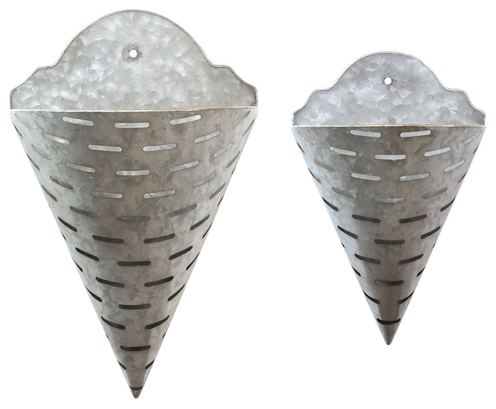 Stratton Home Decor Handcrafted Set of 2 Olive Bucket Wall Planters