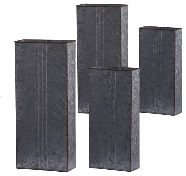 Zale Tall Galvanized Wall Planter Set Of 4 Outdoor Zale Tall Galvanized Wall Planter Set Of 4 Outdoor Pots And Planters By Fantastic Decor Llc